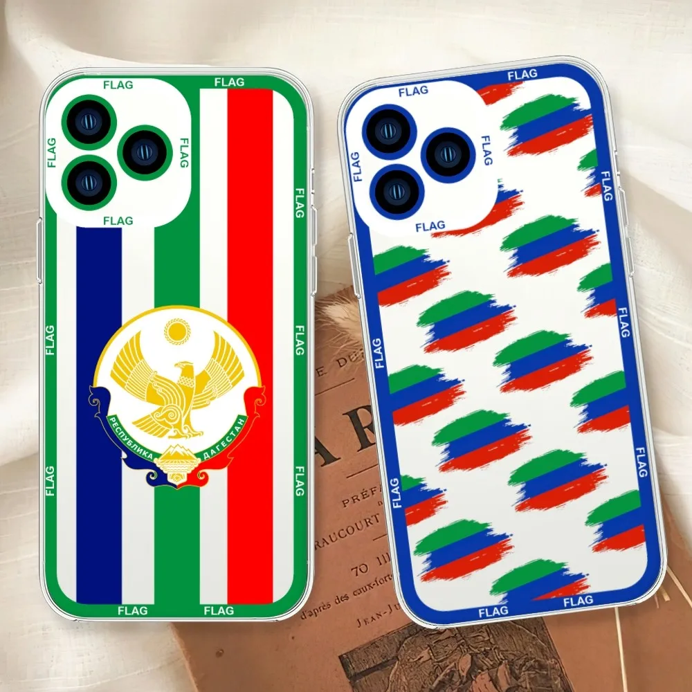 Dagestan National Flag Phone Case For iphone 11 12 13 14 15 Mini Plus Pro Max Transparent Shell