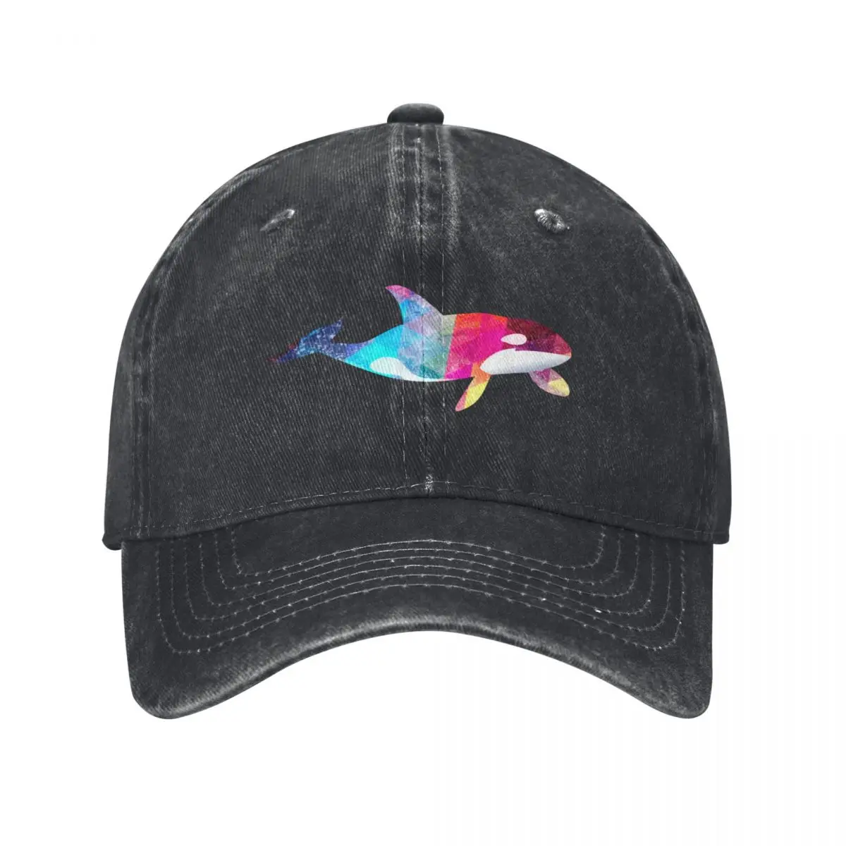 Orca Whale Lover Killer Whale Retro Rainbow Polygonal Style Baseball Cap New In The Hat Icon Hip Hop Golf Women Men's