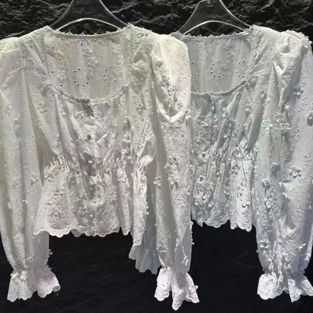 Faionable عادية طويلة Sve مطرزة irt المرأة شيك خمر تصميم الإحساس Agel ريترو Sle الصيف مزيج القطن #5