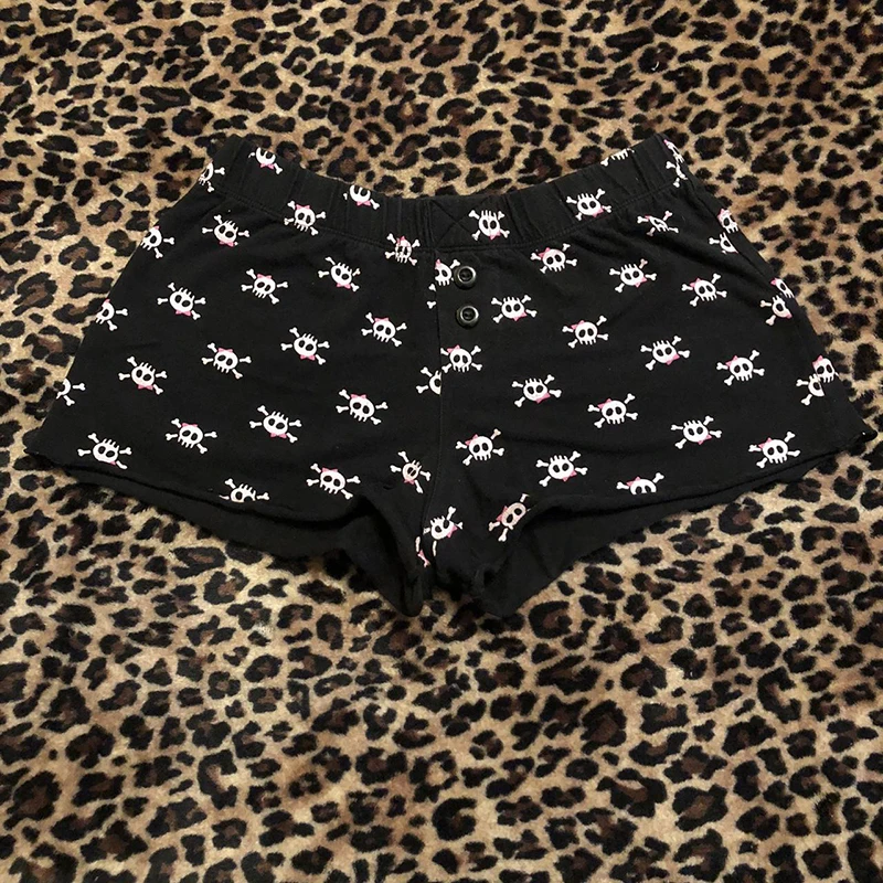Y2K Super Shorts Cute Gothic Casual Girl Short Skull print Solid Color Shorts Sexy Fashion Striped Stitching Street Mood Girl