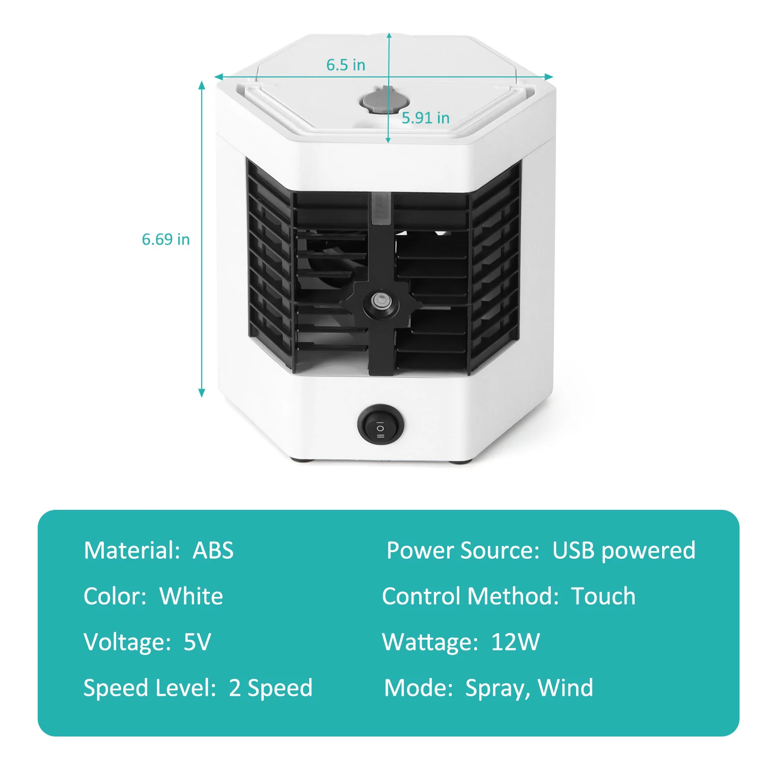 3 in 1 Portable Air Conditioner, Humidifier and Fan - with USB Charging, Suitable for Home and Office Use, Great for cooling, humidifying and air purification in home and office, Portable Air Conditioner view 2