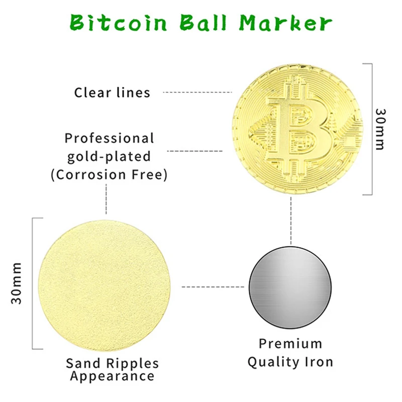 металлическая деталь, набор маркеров для гольфа в форме биткоина - Фотография_2