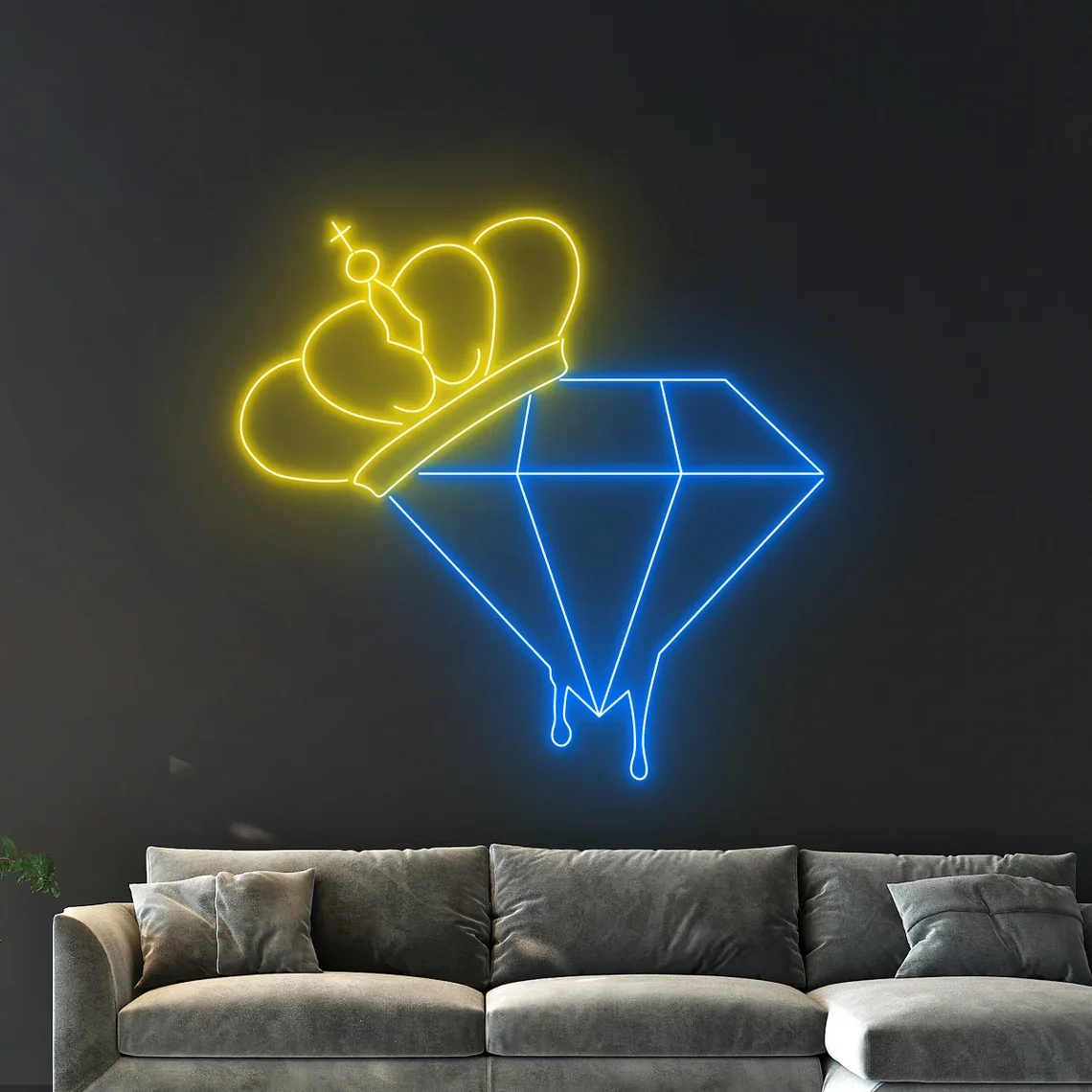 Diamond Neon Sign Jewelry Business Store Wall Art Decor Game Room Living Room Bedroom Dimmable Night Neon Wedding Sign