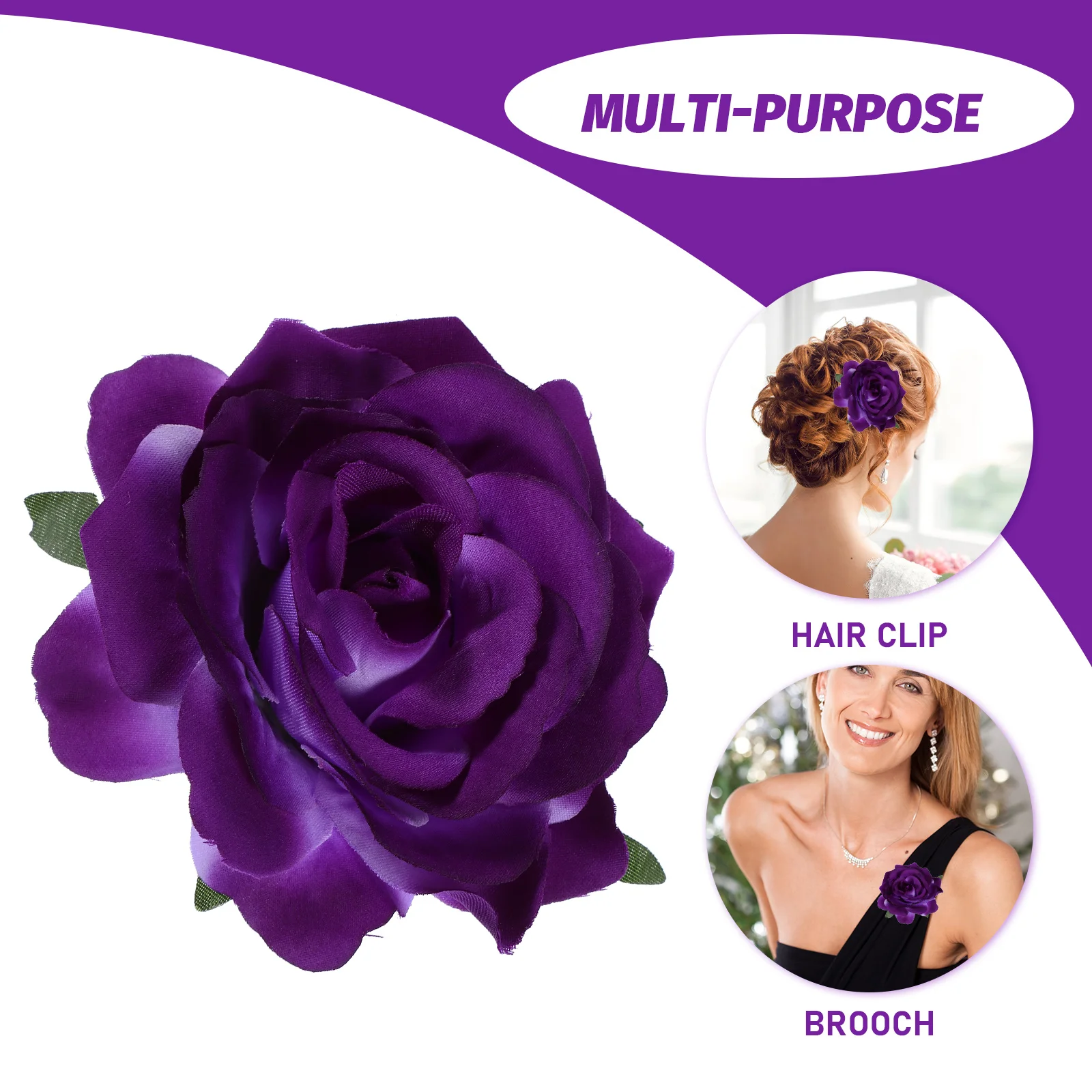 

1pcs Flower Hair Rose Brooch Pin Clip Brooch Pin For Women Party Wedding Prom Dress Decoration Flower Hair Clip Orange