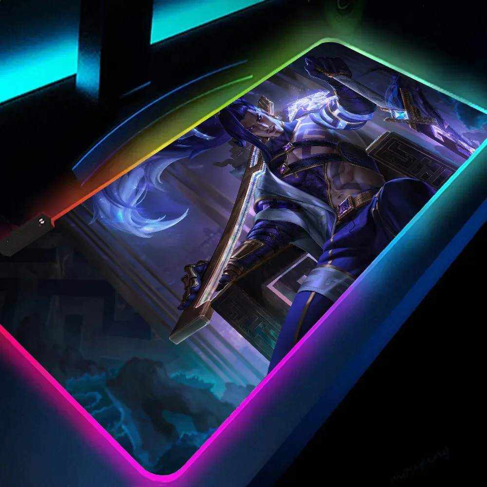 1pc Yasuo League Of Legends Game XXL RGB Gaming Mouse Pads HD Black Gamer Accessories Large LED