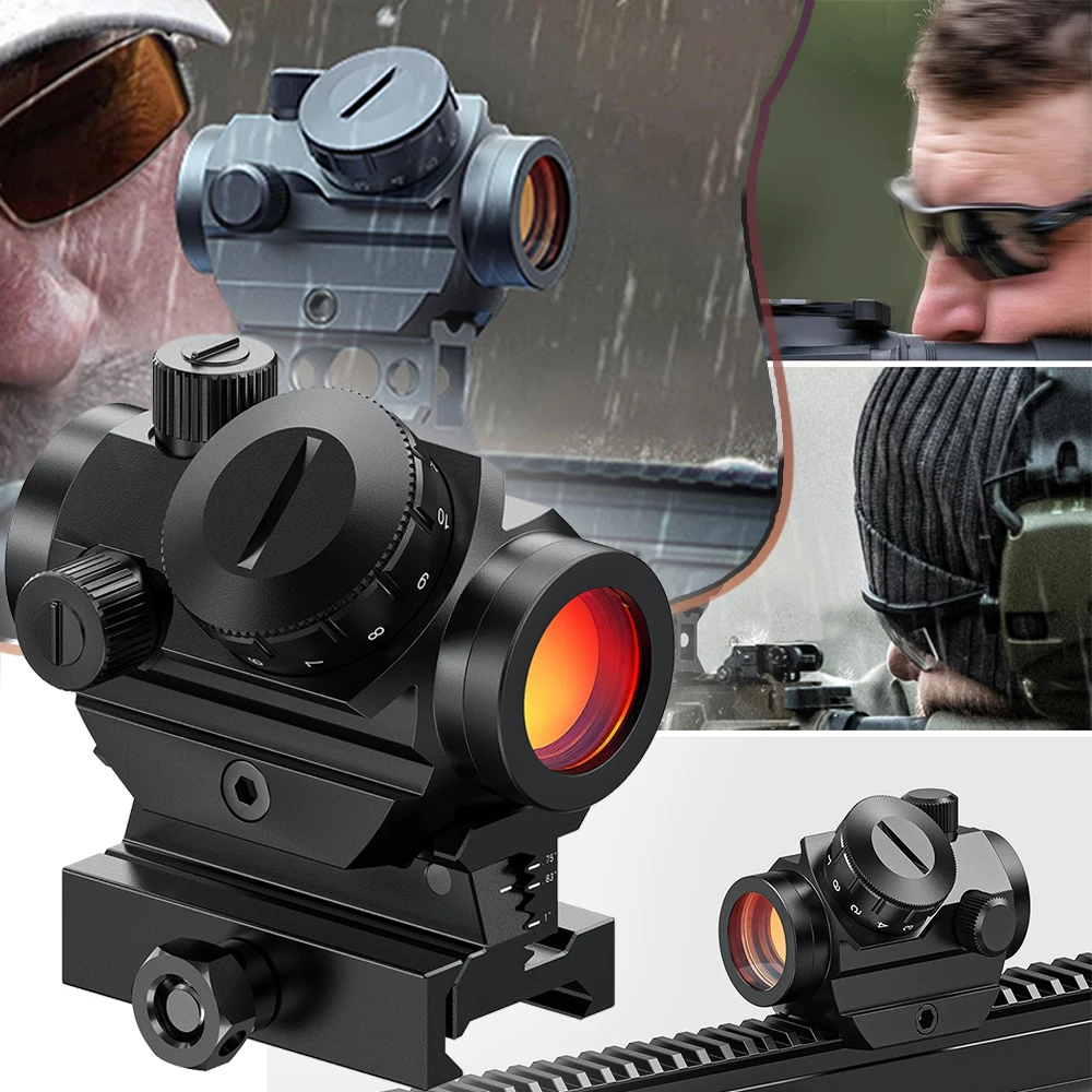 

Tactical Red Dot Sight Shockproof Fog Proof Scope with Riser Mount Riflescopes Red Dot Collimator for Hunting Shooting Game