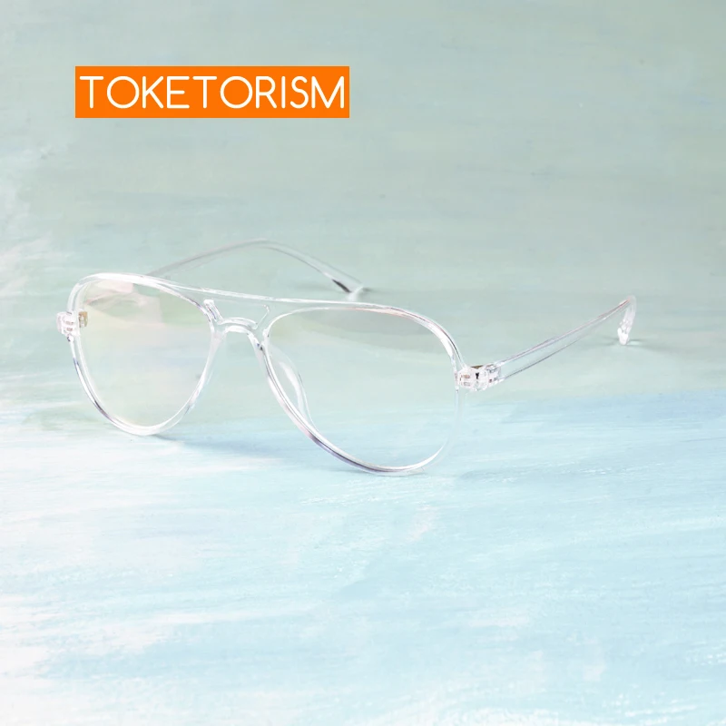 Toketorism Stylowe okulary pilotki Przezroczyste okulary dla kobiet Plastikowe oprawki korekcyjne dla mężczyzn 1342