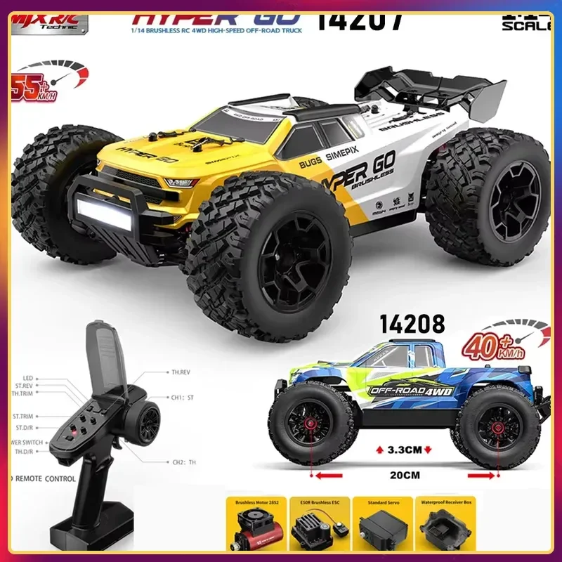 Hyper Go MJX 14207 14208 1/14 4WD 2.4G RC سيارة 55KM/H فرش الانجراف سيارة سباق السيارات التحكم عن بعد سيارة على الطرق الوعرة شاحنة اللعب