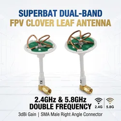 Superbat 2,4 GHz/5,8 GHz 3dbi podwójna częstotliwość 4 i 3 ostrza koniczyna liść antena kierunkowa SMA męskie złącze kątowe
