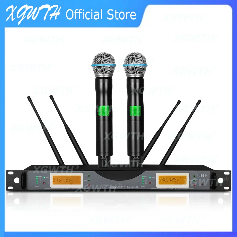 

UHF Wireless Microphone Digital Handheld Beta58 Dynamic Karaoke System UR2D Cordless Radio Lavalier Headset Mic DJ Stage Studio