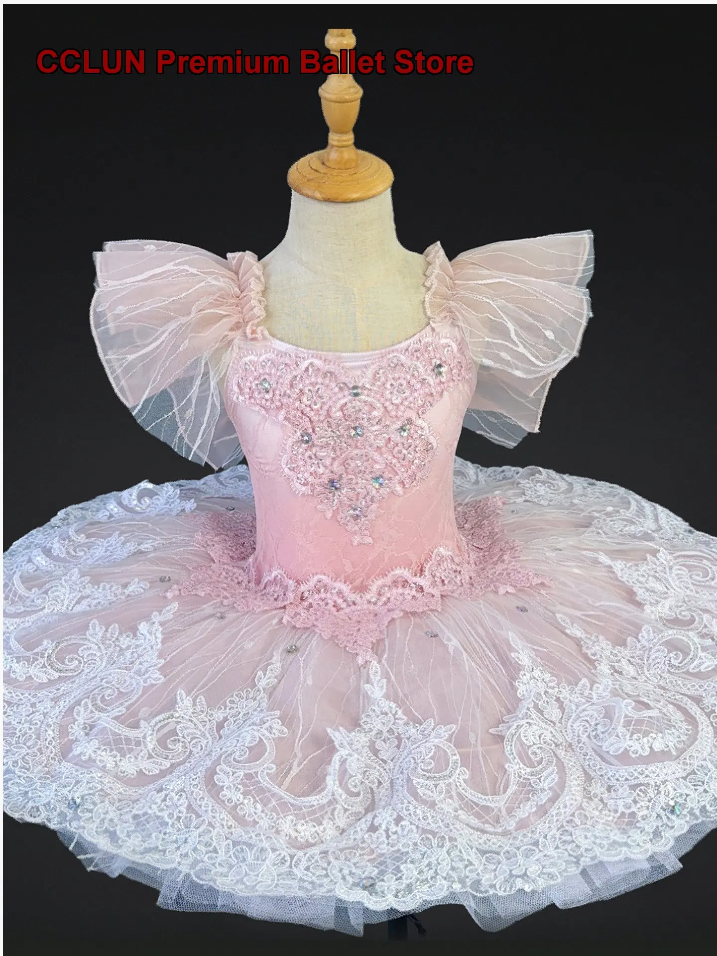 Children's Professional Lake Blue Tutu Dress Ruffled Tulle Skirt Performance Costume Kids Girls
