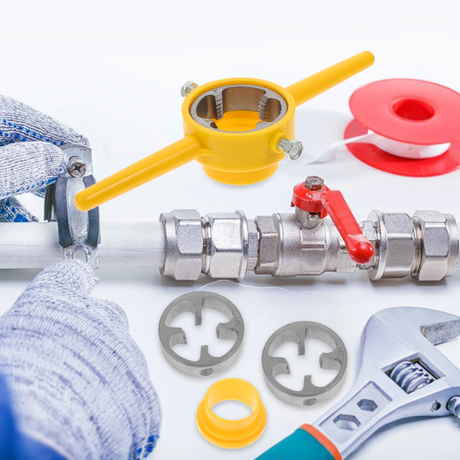 

1Set Manual Pipe Threading Set Plastic Threader Tool Plumbing Kit Water Pipe Installation Thread Maker Tool Manual Threading Set