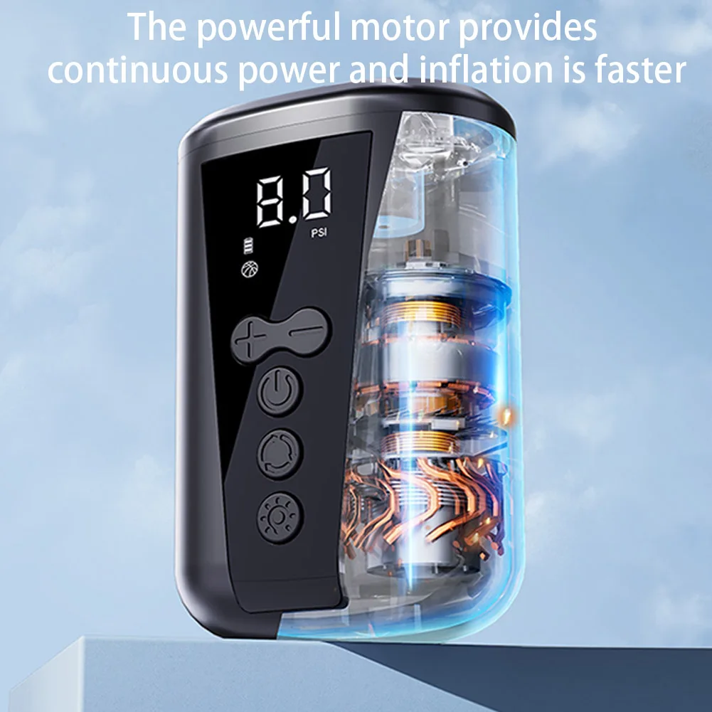 ضاغط هواء لاسلكي صغير ببطارية 2000 مللي أمبير في الساعة مضخة كروية كهربائية سريعة التضخم مضخة كروية محمولة لكرة القدم وكرة السلة