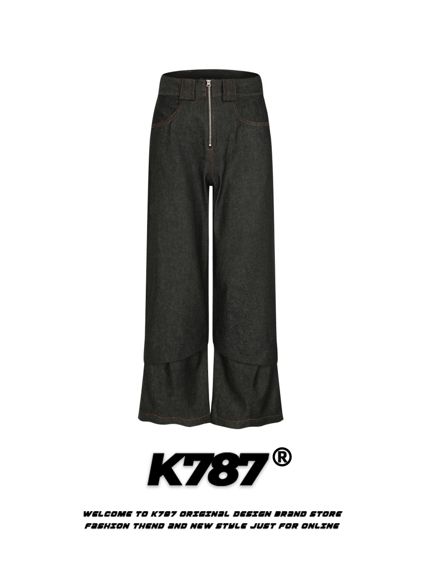 

Retro American Spliced High Waist Straight Leg Jeans Loose Casual Slimming Wide Leg Pants for Men And Women K787 Youth Faion