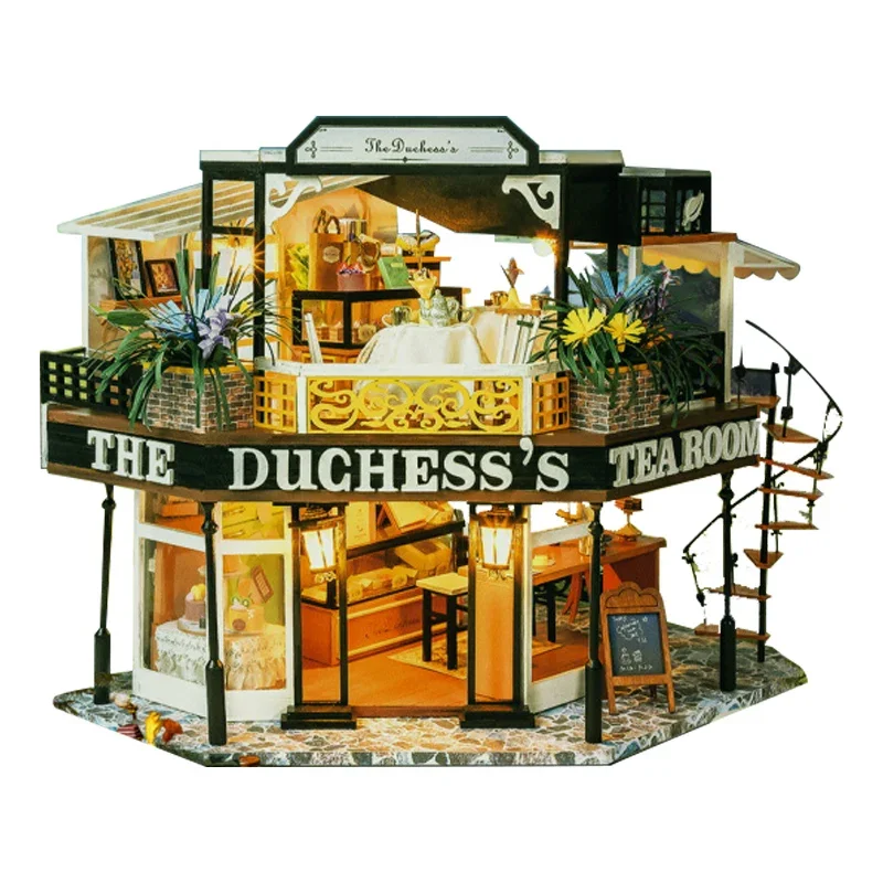 Animation Micro World Duchess Tea Room DIY Cottage Handmade Small House Model Assembled Building Blocks Ornaments Birthday Gifts