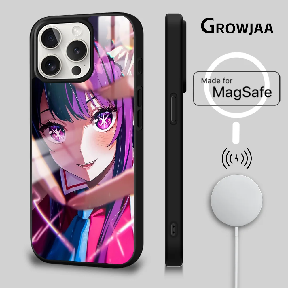 Oshi No Ko Anime Ai Hoshino Phone Case For iPhone 16 15 14 13 12 11 Pro Max Plus Mini Magsafe Mirror Wireless Magnetic Cover