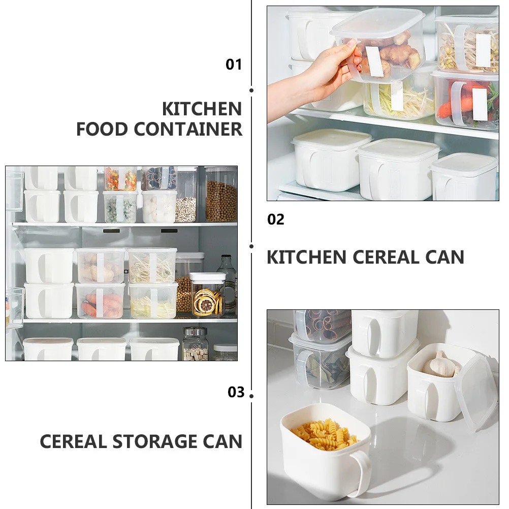 

2pcs Food Container With Lid Handles Kitchen Storage Box Bpa Food Can Cereal Organizer Fridge Safe Reliable