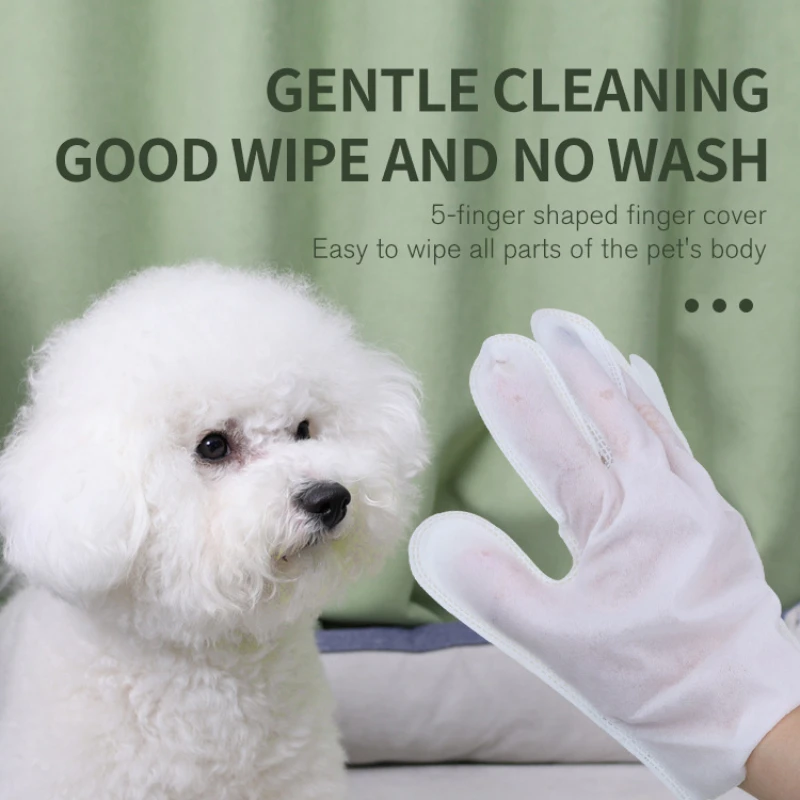 Pet Grooming Glove Pet Bathing Wipes Dog Body Wipes No Rinse Washing Gloves for Cat Cleaning Fur Ear Eye & Paws Deodorizing