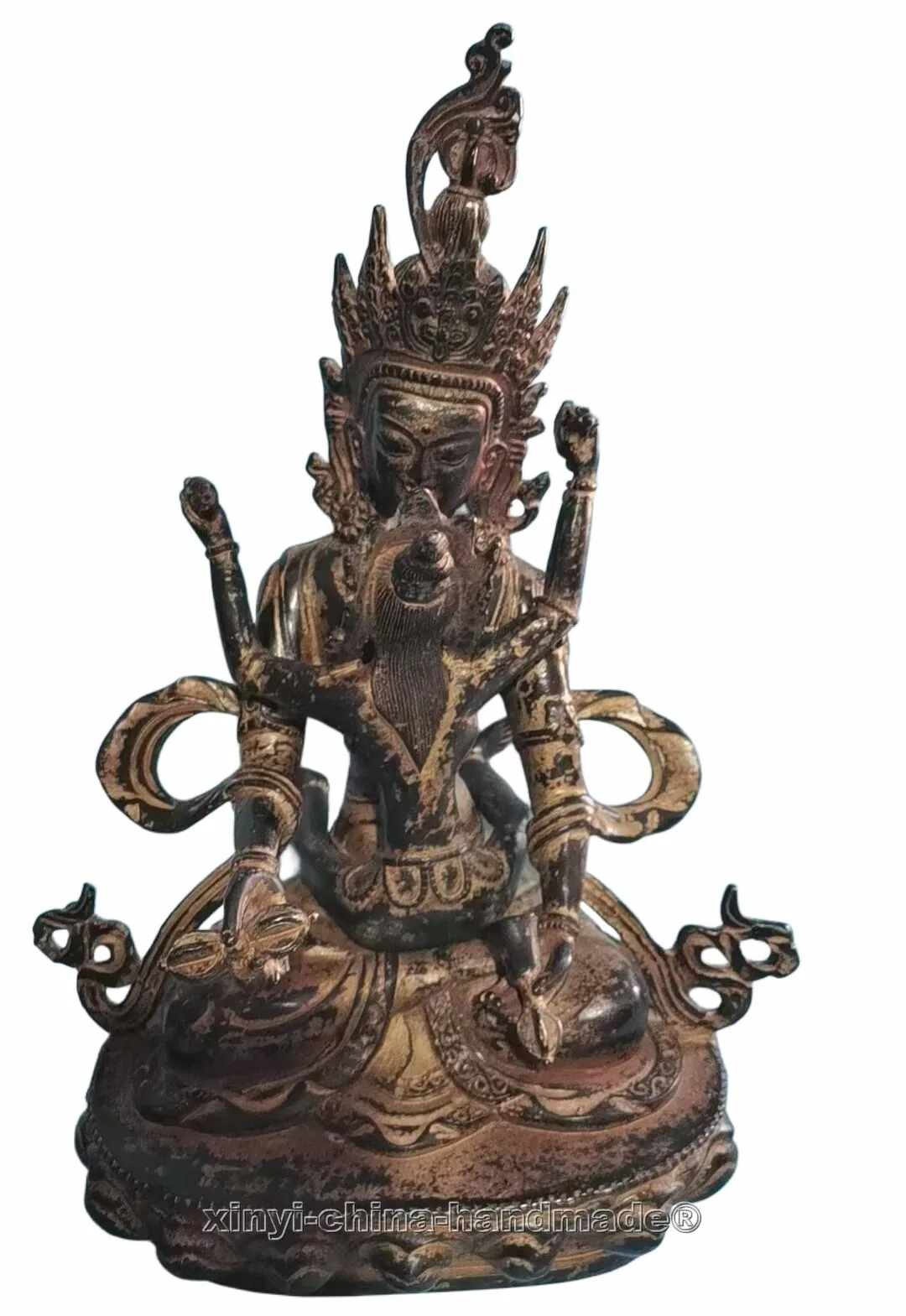 11inch Old Tibet King Kong Ming Vajra The queen Mandkesvara Yab-Yum Happy Buddha