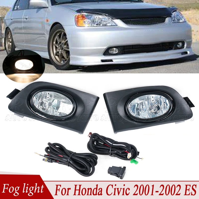 33951-S5A-W01 Fog Light Front Bumper Fog Lamp Halogen For HONDA Civic 2001-2002 ES Upgrade Full Kit With Wire Switch Bulb Set