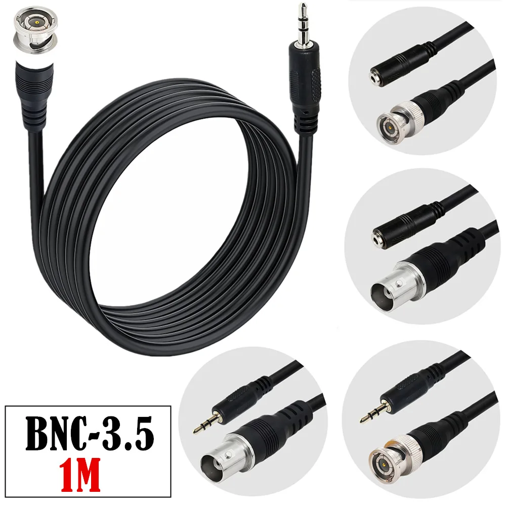 BNC to 3.5mm Adapter Cable RG59 Coaxial Male / Female For DVR Radio CCTV Surveillance Monitor Audio Signal Antenna Oscilloscope