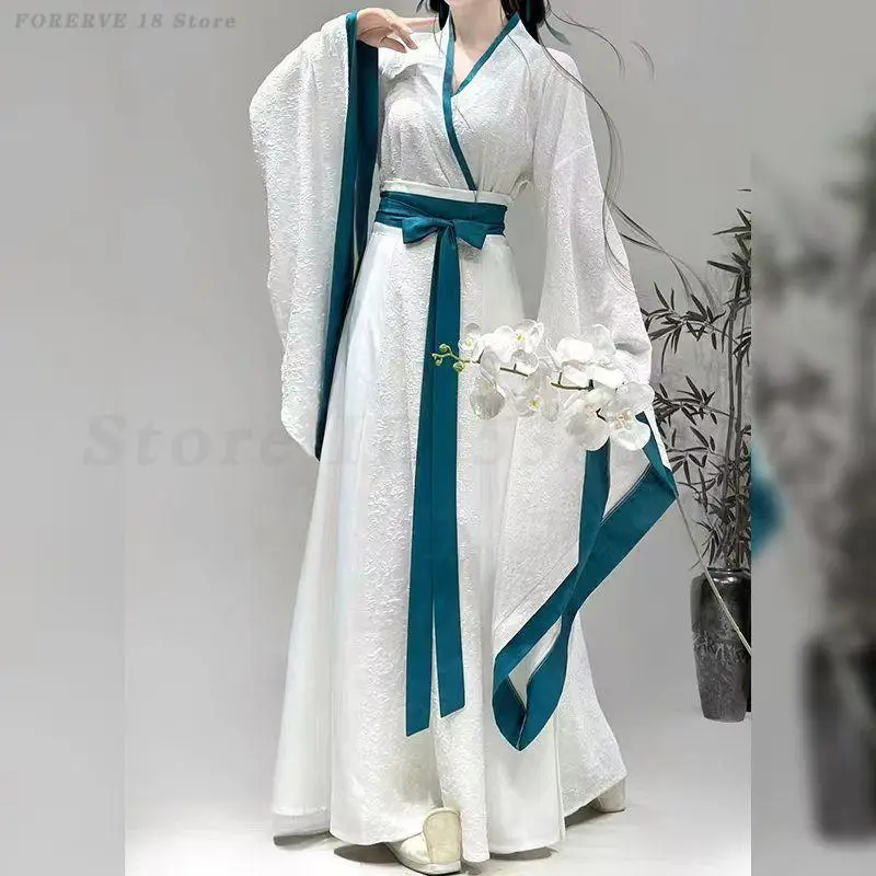 

Древний Wei Jin Warring States Style Hanfu комплект китайский традиционный косплей костюм элегантная изысканная рубашка с большими рукавами юбка