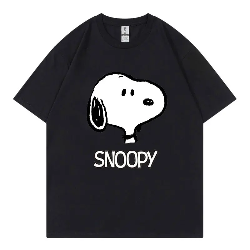 2024 New Fashion Snoopy Women T-shirt Summer Short Sleeve 100% Cotton Men Tee Shirt Tops Cartoon Anime Couple Clothing