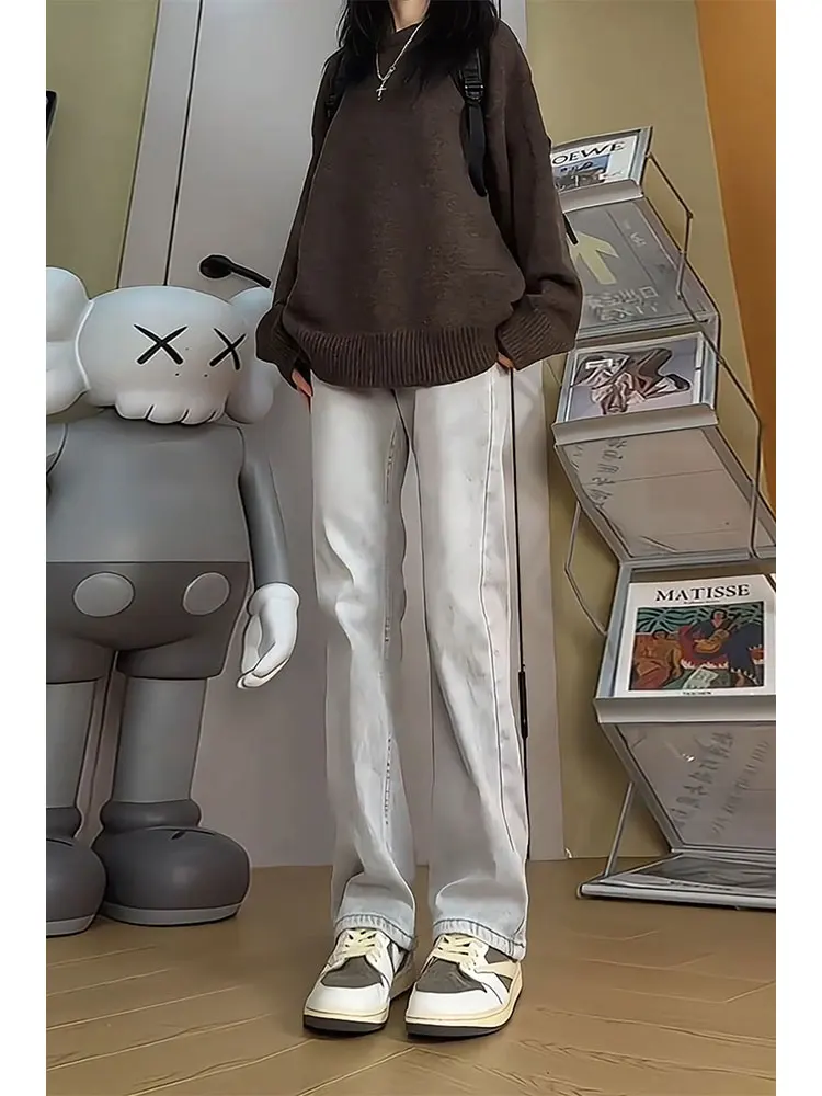 

Джинсы Thiened Fce Waed American Sle, женские, осенне-зимние, утепленные, защищающие от холода, облегающие, длинные брюки прямого кроя