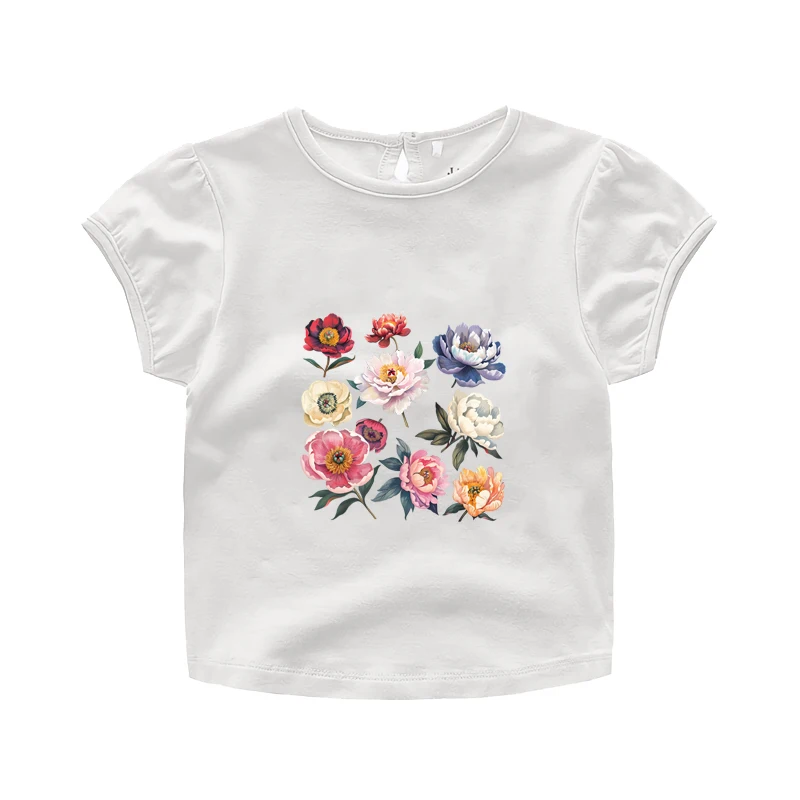 Watercolor Colorful Flower Combination DTF Stickers for Clothing Heat Transfer Iron On T-Shirt Sticker Vinyl Washable