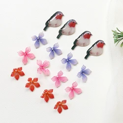 1pcs Ancient Style Robin Hydrangea Hydrangea Flower Heat Shrinking Piece Diy Handmade Earring Jewelry Accessories Material Charm