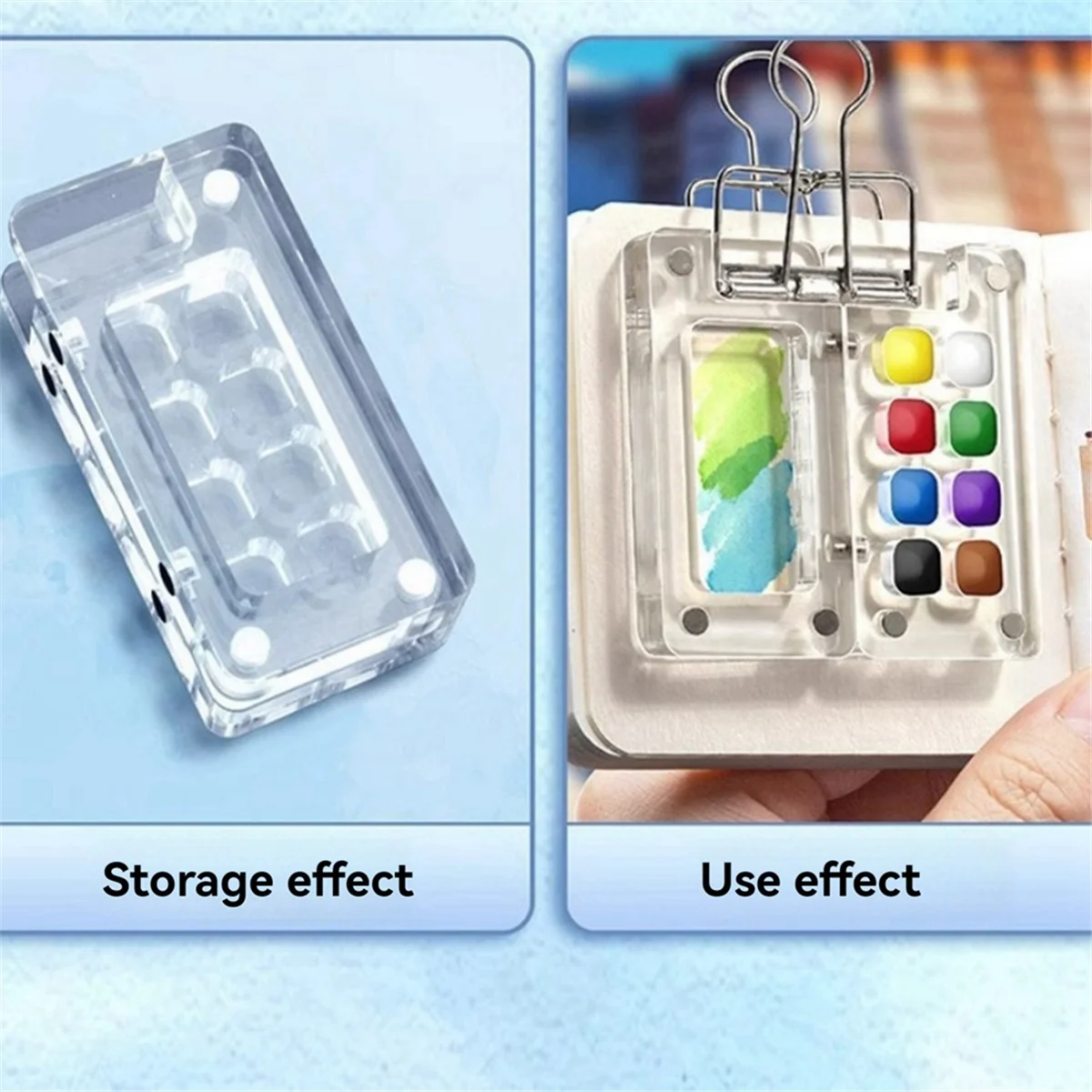 لوحة محمولة AT42، لوحة طلاء للسفر، كراسة رسم صغيرة بالألوان المائية، مع مشبك معدني، هدية للرسامين والفنانين D A