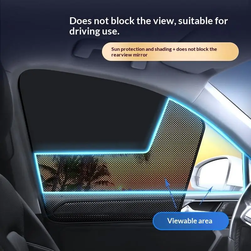 SU 1/2/4Pc Magnetic Suction Car Sunshade Cover One-way Vision Light Blocking Car Cside Window Sun Insulation Curtain Accessories