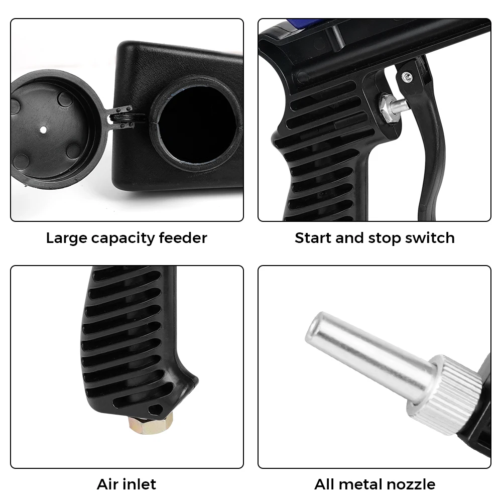 Adjustable Pneumatic Sandblasting Gun 90Psi Portable Home Sand Blasting Machine Cordless Gravity Small Handheld Air Tool