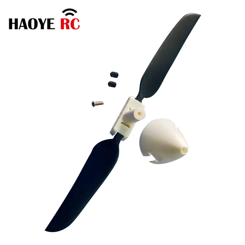 Haoye-Mini conjunto de hélice plegable de plástico hub4 mm sin eje 2,0 para motores sin escobillas de baja potencia para Avión RC, 1 Juego