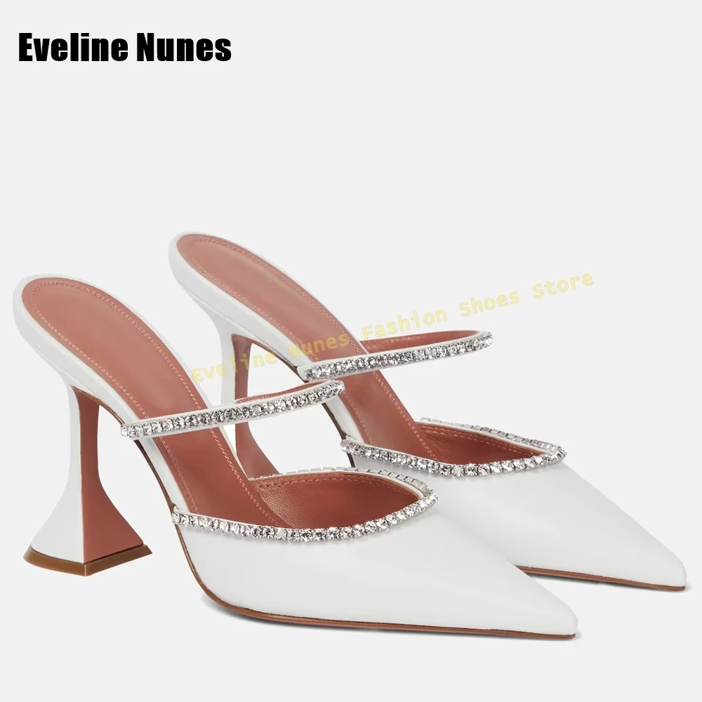 

Белые винные стеклянные свадебные сабо со стразами, острый носок, без шнуровки спереди, однотонные женские модельные тапочки с открытой пяткой, летний тренд 2023 г.