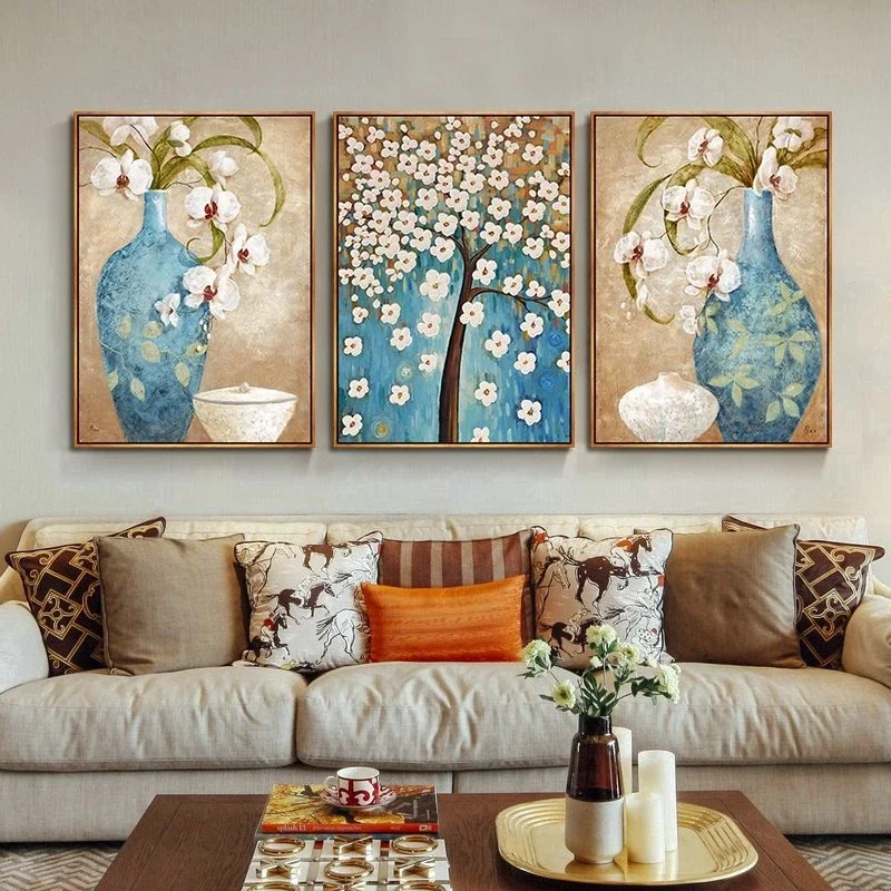 DIY full Diamond Embroidery,Round Diamond Vase triptych 5D money tree Living room decoration rhinestone beads Diamond painting