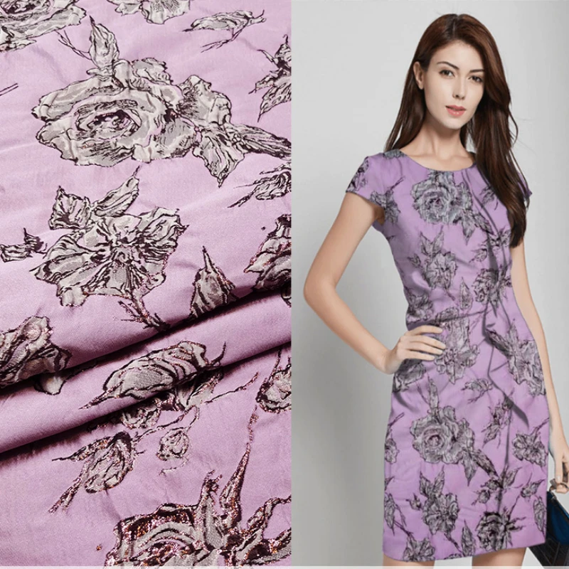 

Jacquard Brocade Fabric Three-dimensional Gold Rose Spring and Summer Dress Trench Coat Fashion Fabrics Diy Sewing by the Meter