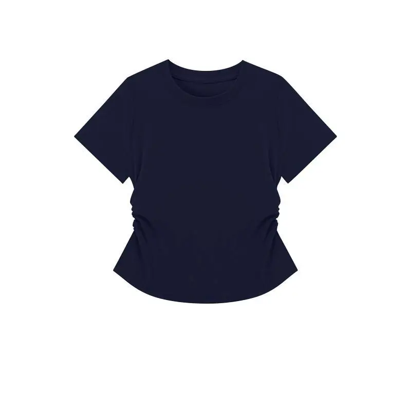 Damen-Sommer-Kurzarm-Top für modisches, vielseitiges Basishemd, schmale Passform, Rundhals-T-Shirt, lässig und sexy, atmungsaktiv und cool – Detail 16