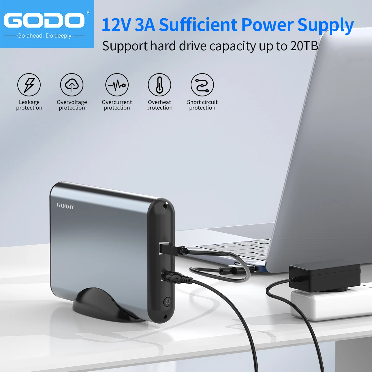 Godo Sas/Sata Harde Schijf Behuizing Lezer Docking Station Voor 3.5 Inch Hdd Ssd Met 12V/3a Sas Naar Usb 3.0 Harde Schijf Adapter