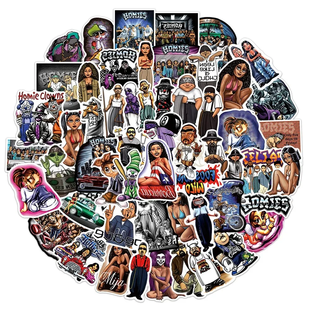 100PCS Rap Greeting Homies Graffiti Stickers Fun Brother Friend Cartoon Sticker for Phone Computer Stationery DIY Toys Secret
