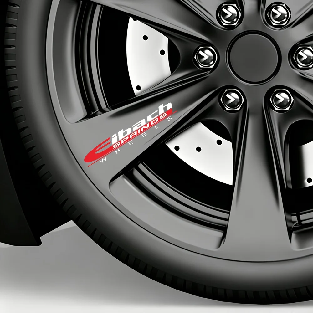 4Pcs/1Set Racing Style Car Motorcycle Sticker Glossy Finish Sporty Design Vinyl Decal for Rear Wheel Rim