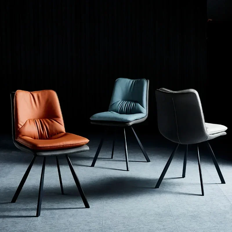 Chair, Nordic Luxury Double-layer Fabric Dining Chair, Modern Simple Dining Back Carbon Steel Leg Dining Co Chaises Salle Manger