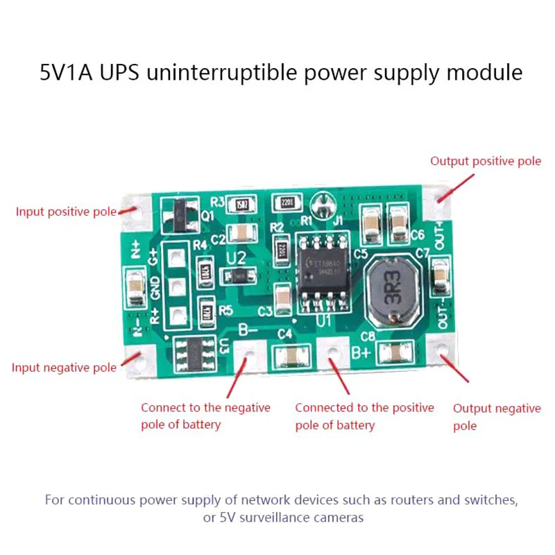 DC 5V 1A UPS Uninterrupted Power Supply Module 3.7V Polymer 18650 Lithium Battery Step Up Reverse Overvoltage Power Supply Board