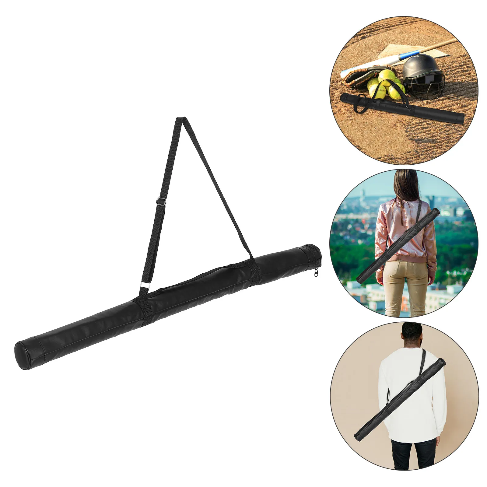 Baseball Bat Bag Portable PU Material Sturdy Shoulder Strap Carrying Case Large Capacity Organizer for Baseball Equipment