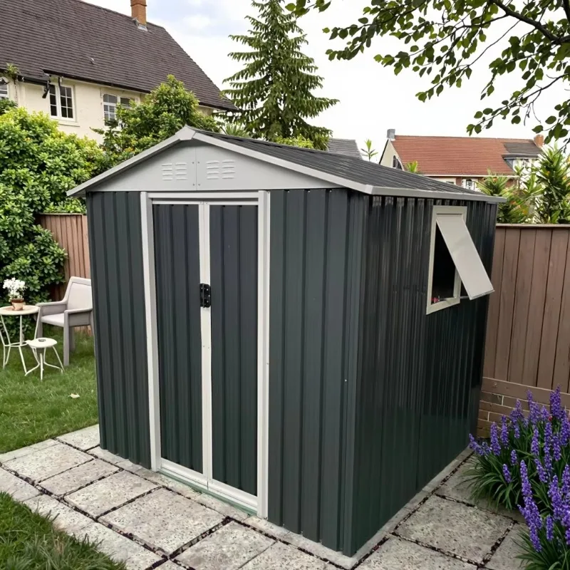 

Уличный сарай для хранения 6 x 5 футов с запираемыми раздвижными дверями и окном, водонепроницаемый, для заднего двора