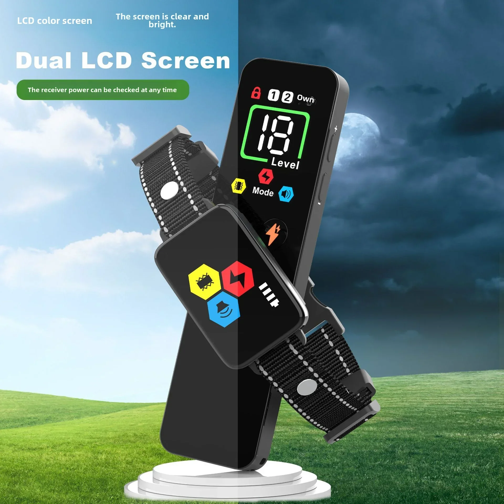 

Новый цветной экран с дистанционным управлением, тренажер для собак, электрический шок, 3-режимный ошейник, умная защита лая, дрессировка собак, товары для домашних животных