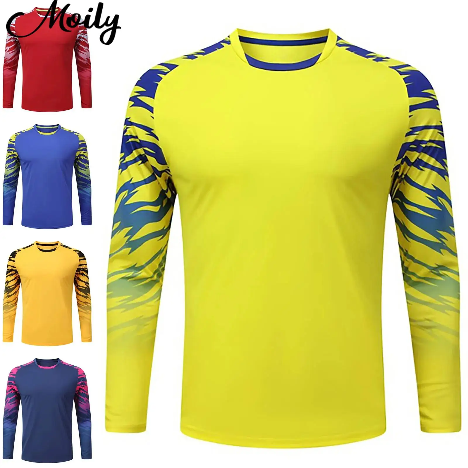 

Soccer Jersey for Kids Boys Long Sleeves Quick-Drying T-shirt Football Goalkeeper Uniform Protection Padded Elbows Goalie Tops