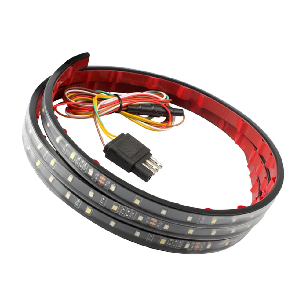 

1pc 50 Inches Two Color Flowing Water Led Cargo Taillight Red White Heavy Duty Trailer Brake Running Lamp Rear Lights
