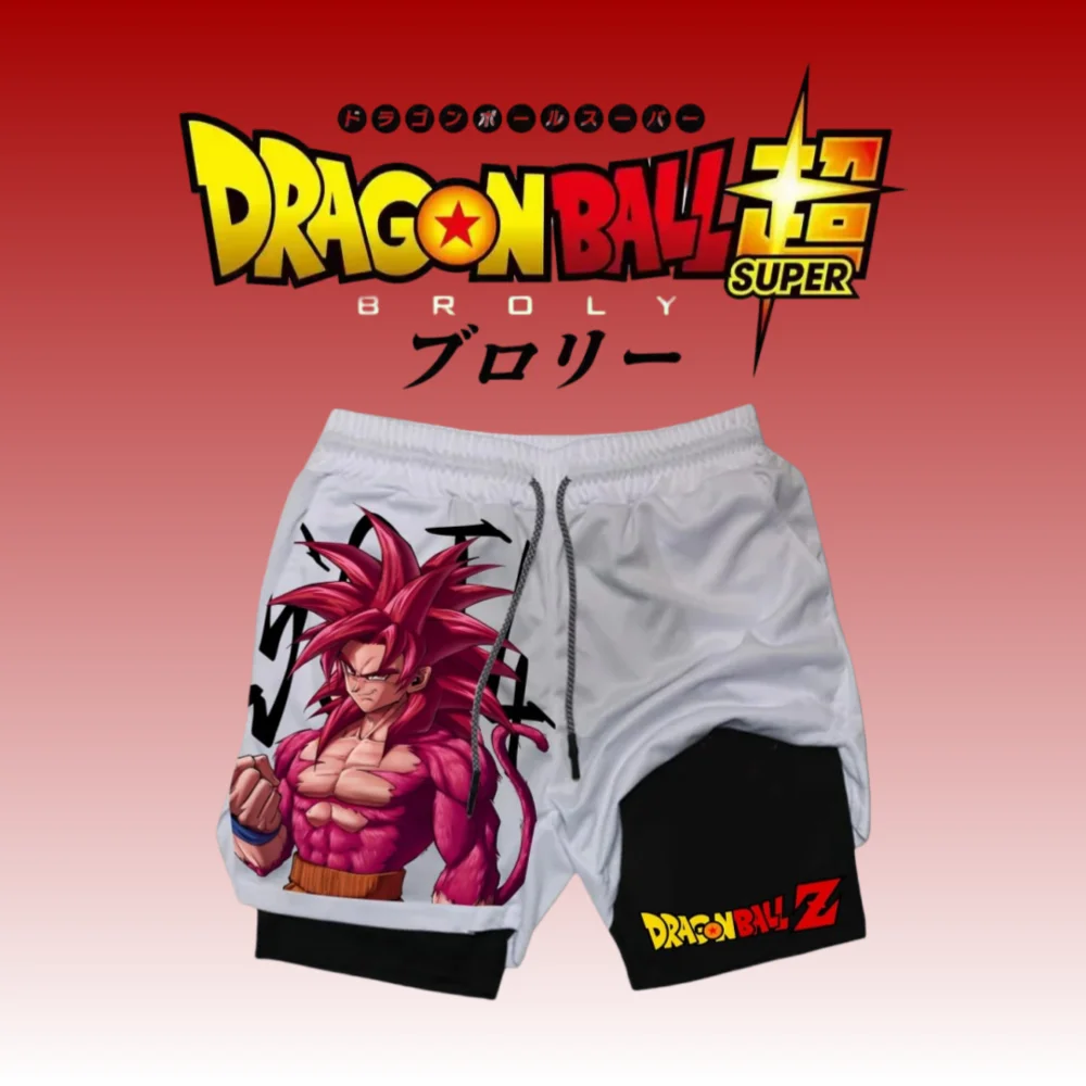 

Summer 2025 Dragon Ball Z Training Shorts with Super Saiyan God Goku Art Pink Hair Black Aura Right Side DRAGON BALL Z Text Y2k