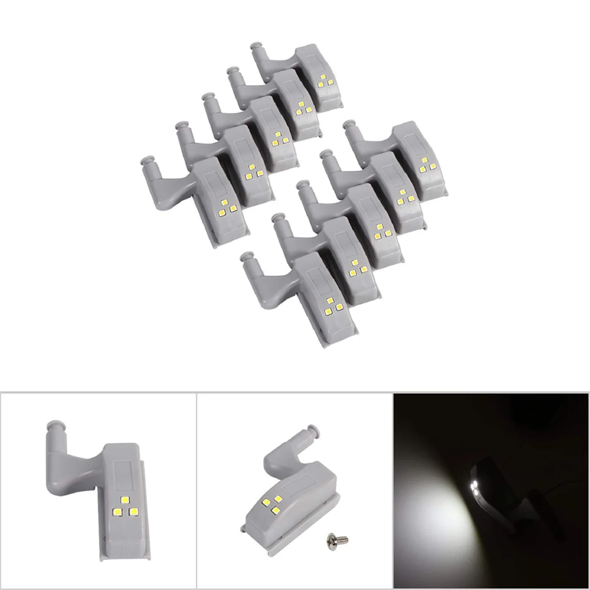 A72P LED Hinge Light Universal Cabinet Cupboard Hinge LED Night Light for Kitchen Home Bedroom Lamp-Cool White